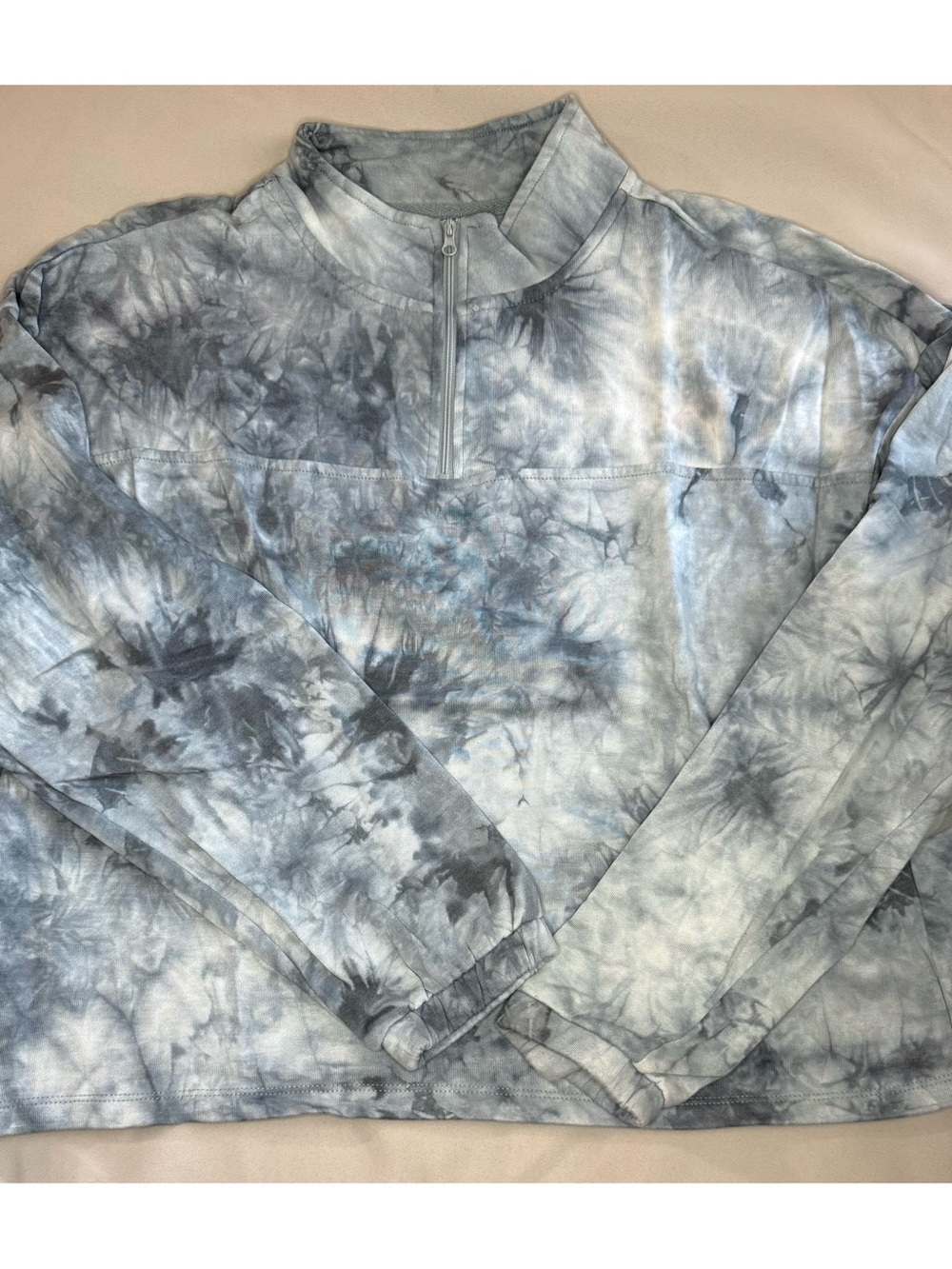 Tie-Dye Quarter-Zip Pullover Jacket - Blue Gray